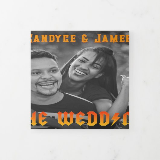 メタルユニークミュージックアルバムカバーB&Wフォト結婚ズ 三つ折り招待状 (カバー)