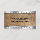 メタルリベット茶色レザー |モノグラムのビジネスカー 名刺 (裏面)