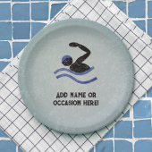 メタルルックのスイミングガイ男らしパーティーテーマ ペーパープレート