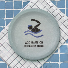 メタルルックのスイミングガイ男らしパーティーテーマ ペーパープレート