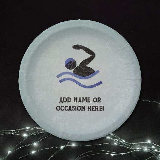 メタルルックのスイミングガイ男らしパーティーテーマ ペーパープレート