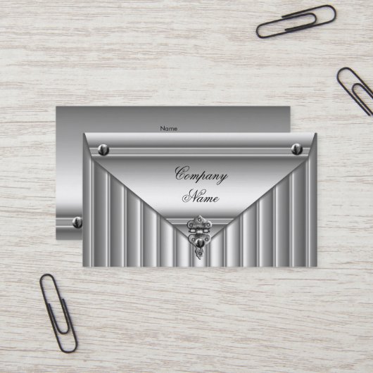 メタルルックホワイトシルバーエレガントプロファイル 名刺 (正面/裏面インサイチュ)