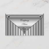 メタルルックホワイトシルバーエレガントプロファイル 名刺 (正面)