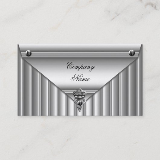 メタルルックホワイトシルバーエレガントプロファイル 名刺 (正面)