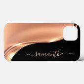 メタルルック3-Dバラ金ゴールド波名 Case-Mate iPhoneケース (裏面 (横))