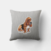 メタルルック；バセットハウンド クッション (裏面)