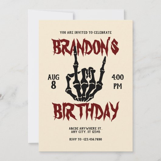 メタルロック誕生日 招待状 (正面)