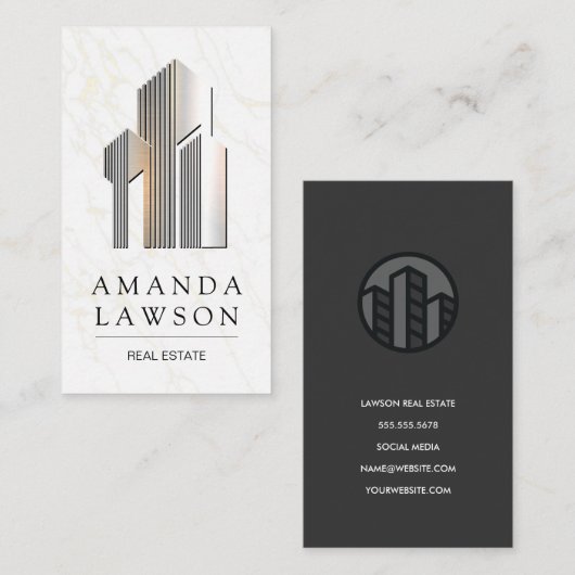 メタル実在エテート建物のロゴ 予約カード (正面/裏面)