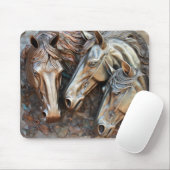 メタル彫りルックホースポートレート マウスパッド (マウス)
