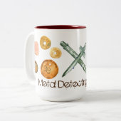 メタル検出宝物古い鍵ボタンコイン ツートーンマグカップ (正面左)