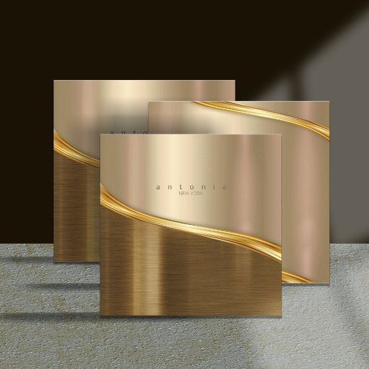 メタル波2トーン金ゴールドSq ID806 スクエア名刺