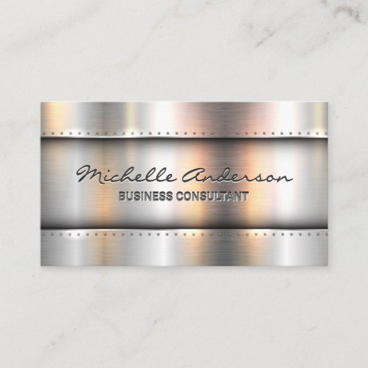 メタル背景とメタルリベット背景 名刺 (正面)