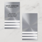 メタル背景の白ストライプ色 名刺 (正面/裏面)