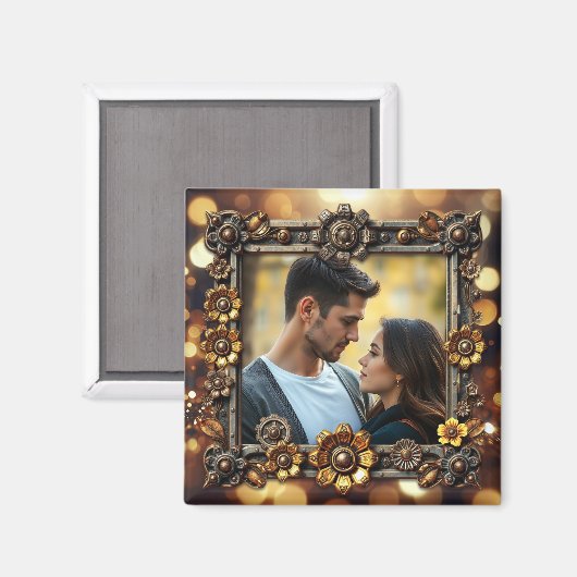 メタル花Steampunk写真パーソナライズされたSteampunk マグネット (正面/裏面)