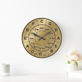 メタル金ゴールドサークルフィフスコードホイールクロック ラージ壁時計 (ホーム)