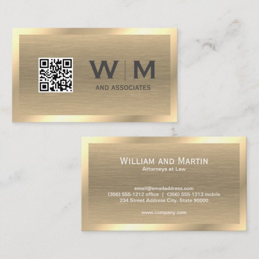 メタル金ゴールドテクスチャ | QRコード名刺 名刺 (正面/裏面)