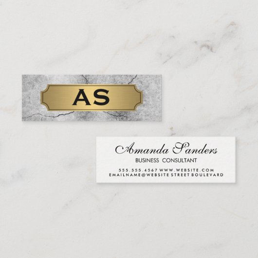 メタル金ゴールドトリム割れ背景 スキニー名刺 (正面/裏面)