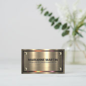 メタル金ゴールドブラシ |メタリック縁ど |ねじ 名刺 (スタンド正面)