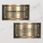 メタル金ゴールドブラシ |メタリック縁ど |ねじ 名刺 (正面/裏面)