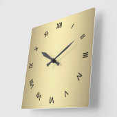 メタル金ゴールドルック（黒の数字） スクエア壁時計 (傾斜)