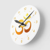 メタル金ゴールドOMシンボル丸時計 ラウンド壁時計 (傾斜)