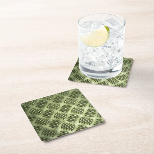 メタル鋼フロリ市松模様にング対角テクスチャ スクエアペーパーコースター (インサイチュ)