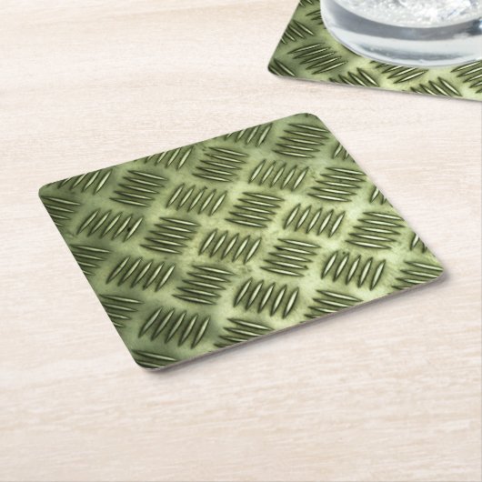 メタル鋼フロリ市松模様にング対角テクスチャ スクエアペーパーコースター (アングル)