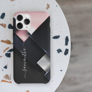 メタル3-Dモノグラムピンクブラックスクウェア iPhone 13ケース