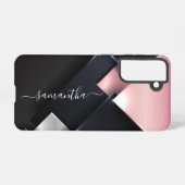 メタル3-Dモノグラムピンクブラックスクウェア SAMSUNG GALAXYケース (裏面横)