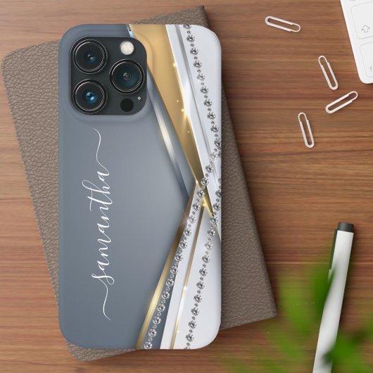 メタル3-Dルック書道金ゴールドモノグラムダイヤモンド Case-Mate iPhoneケース