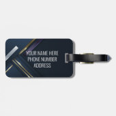 メタル3-Dルック書道金ゴールドモノグラムブラック ラゲッジタグ (裏面横)