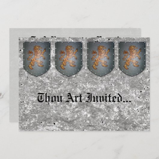 メタル シールド ライオン グレー 擬石 招待状 (正面/裏面)