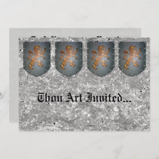 メタル シールド ライオン グレー 擬石 招待状