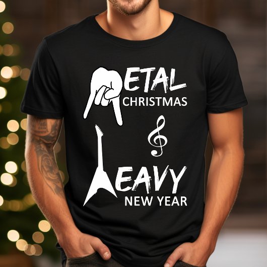 メタル・ミュージック・ギター・クリスマスタイポグラフィ Tシャツ