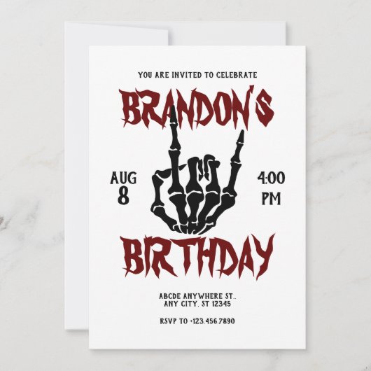 メタル・ロックの誕生日 招待状 (正面)