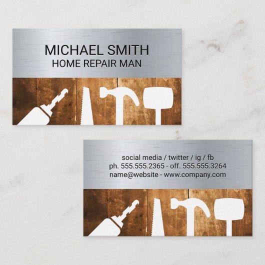 メタル |木目大工 名刺 (正面/裏面)