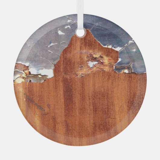 メタル:素朴ヴィンテージアイアンテクスチャ。 ガラスオーナメント (正面)