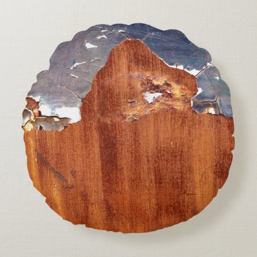 メタル：素朴ヴィンテージアイアンテクスチャ。 ラウンドクッション (正面)