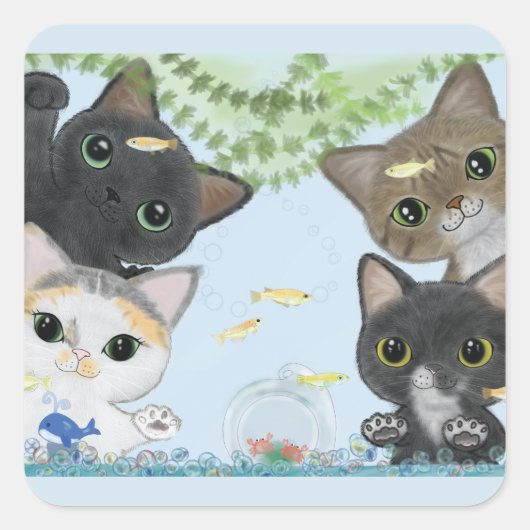 メダカキャッツ スクエアシール (正面)