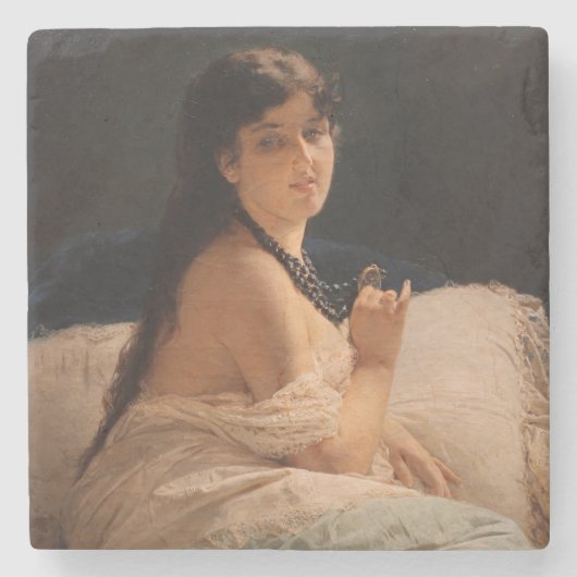 メダリオンの女の子(by Gerolamo Induno) ストーンコースター (正面)