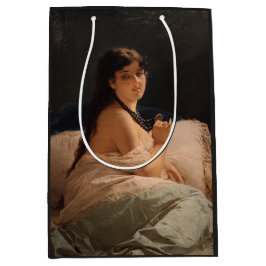 メダリオンの女の子(by Gerolamo Induno) ミディアムペーパーバッグ