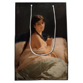 メダリオンの女の子(by Gerolamo Induno) ミディアムペーパーバッグ (裏面)