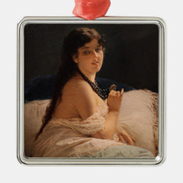 メダリオンの女の子(by Gerolamo Induno) メタルオーナメント