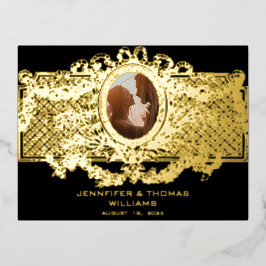 メダリオンエレガントフォトカスタムフレーム付きカード 箔シーズンポストカード