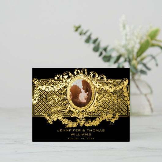 メダリオンエレガントフォトカスタムフレーム付きカード 箔シーズンポストカード (立ち正面)