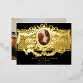 メダリオンエレガントフォトカスタムフレーム付きカード 箔シーズンポストカード (正面/裏面)