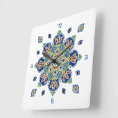 メダリオンカラフルデザイン付き時計 スクエア壁時計 (傾斜)