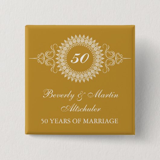 メダリオンゴールデンアニバーサリーお祝いボタン 缶バッジ (正面)