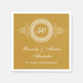 メダリオンゴールデンアニバーサリーお祝い スタンダードカクテルナプキン (正面)