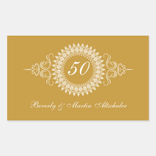 メダリオンゴールデンアニバーサリーステッカー 長方形シール (正面)